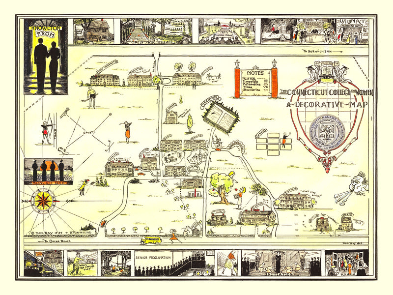 Size comparison using Vintage Map of Connecticut College for Women, 1934