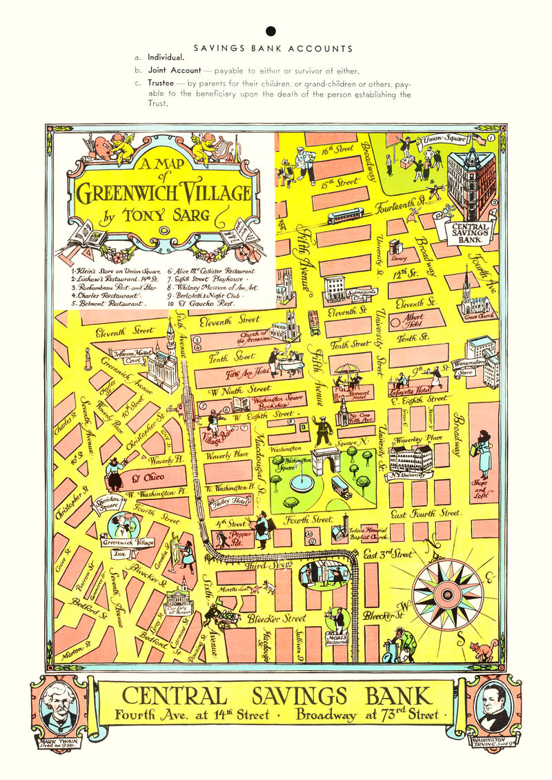 Size comparison using Vintage Map of Greenwich Village, New York 1934