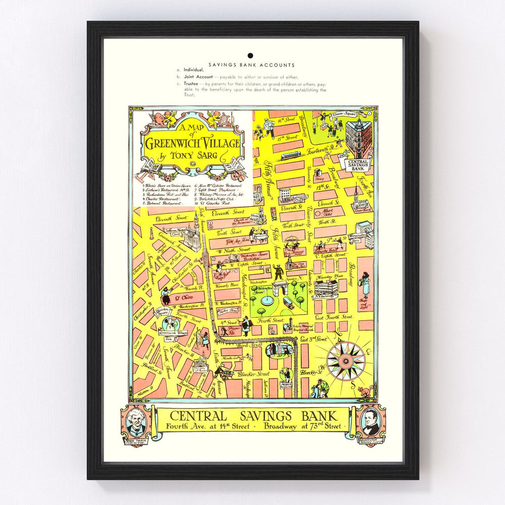 Greenwich Village Vintage Map 1934
