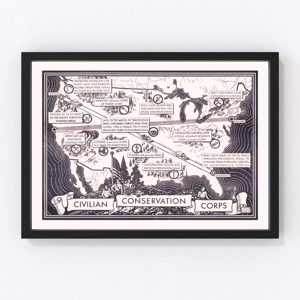 Civilian Conservation Corp United States Vintage Map 1935
