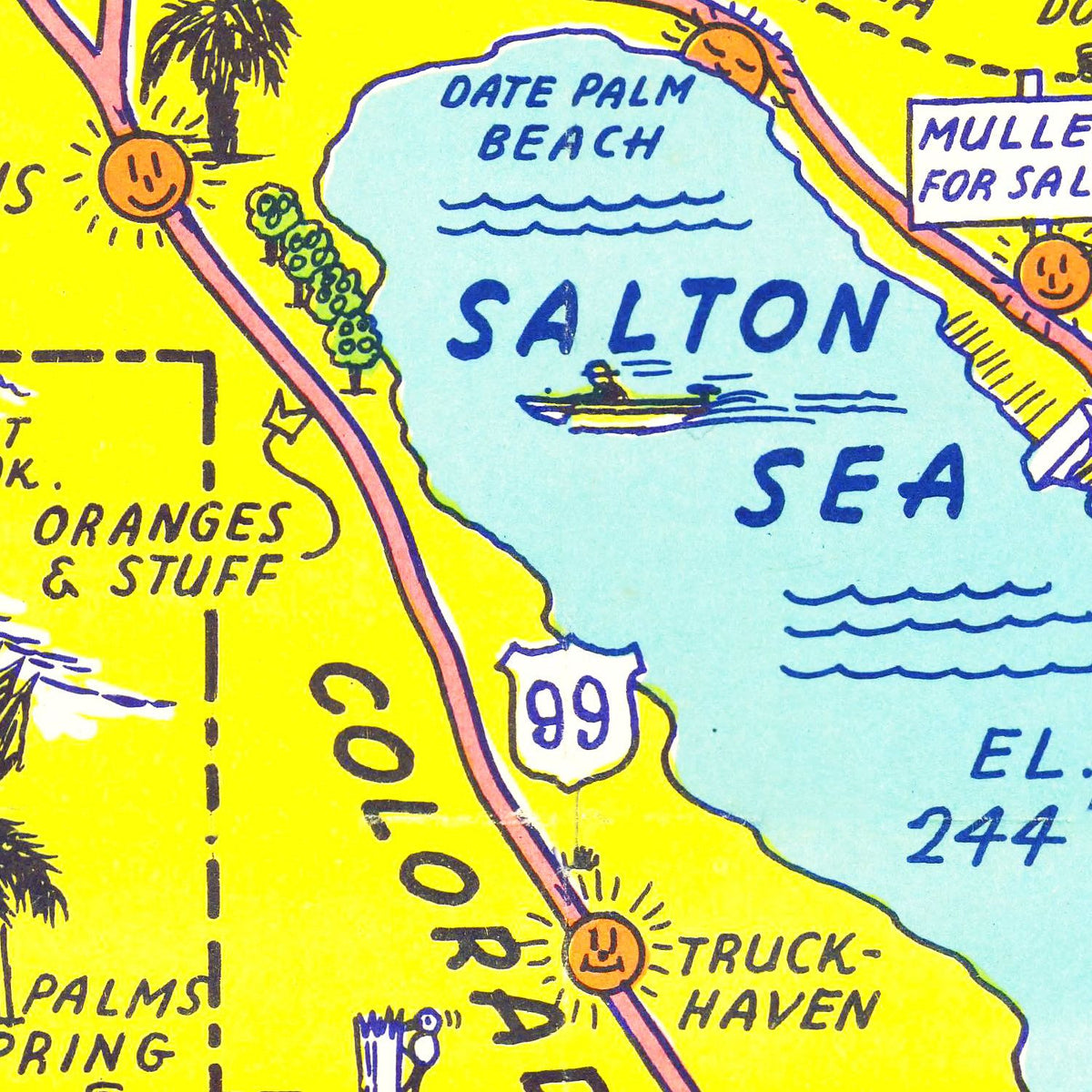 Restored historic details from the 1948 city map of Palm Springs, California