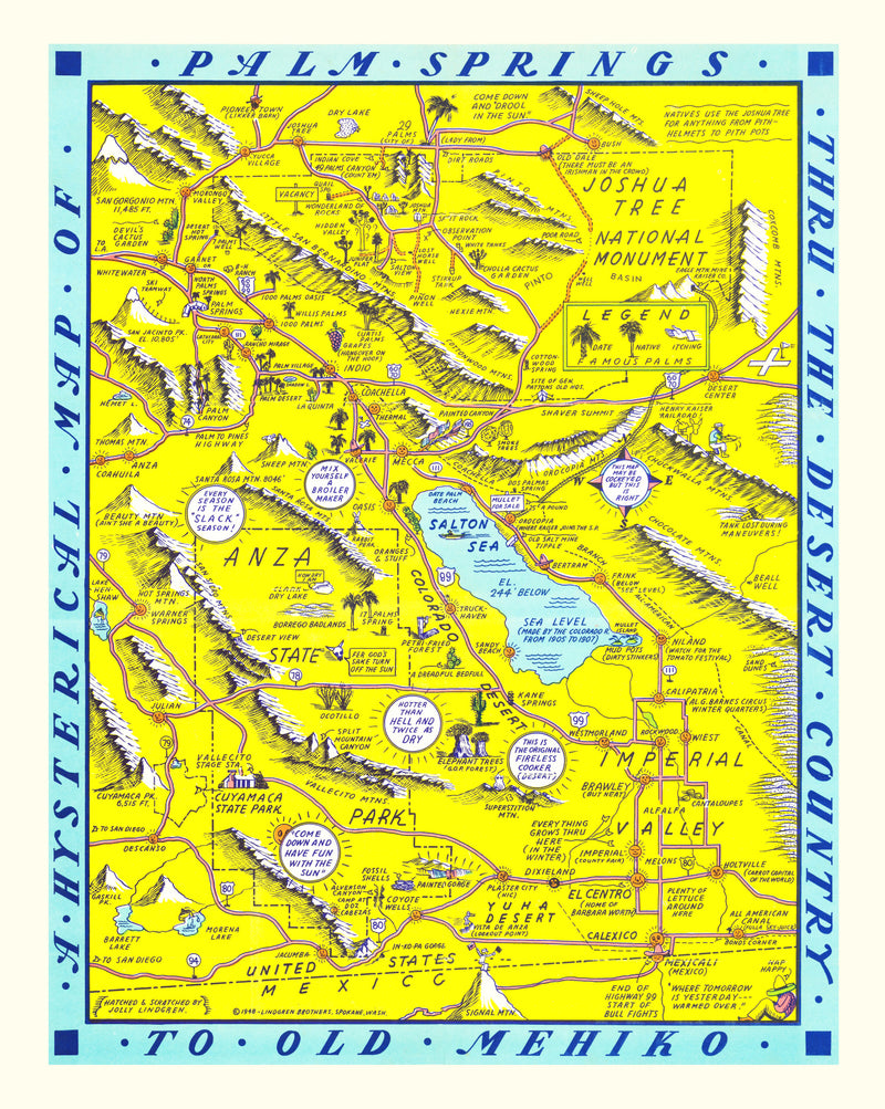 Size comparison using Vintage Map of Palm Springs, California 1948