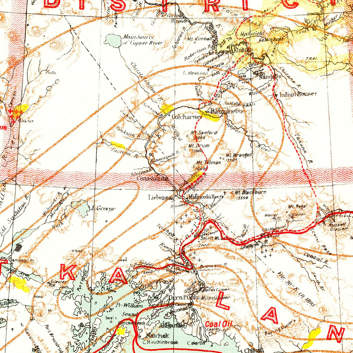 Restored historic details from the 1898 state map of County, Alaska