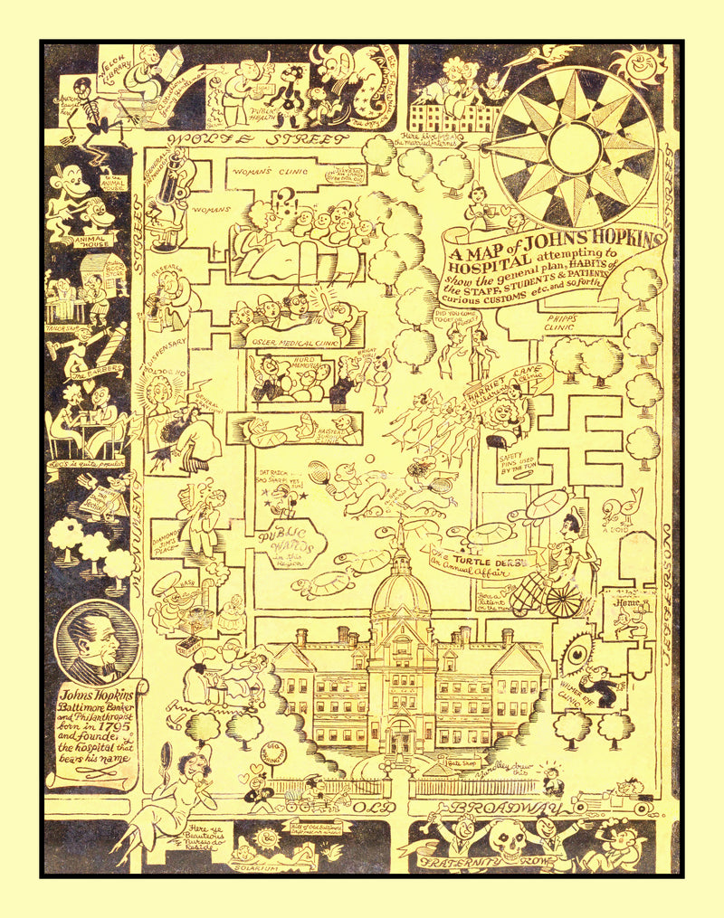 Size comparison using Vintage Map of Johns Hopkins Hospital, 1935