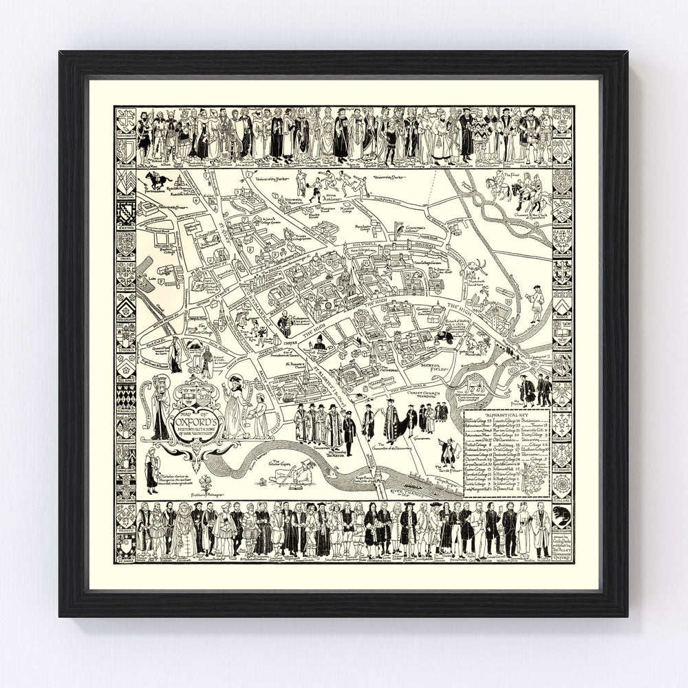 Oxford University Vintage Map 1950