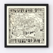 Oxford University Vintage Map 1950