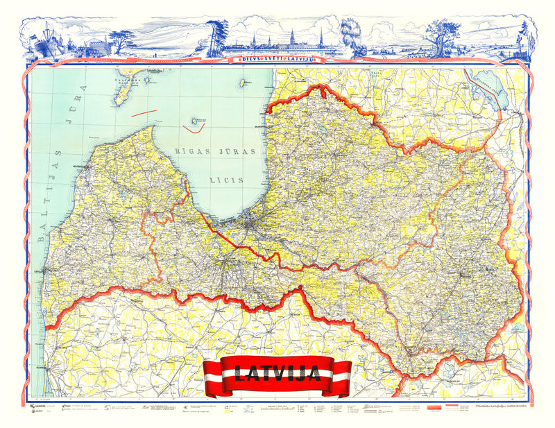 Size comparison using Vintage Map of Latvia 1950