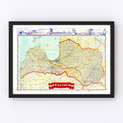 Latvia Vintage Map 1950
