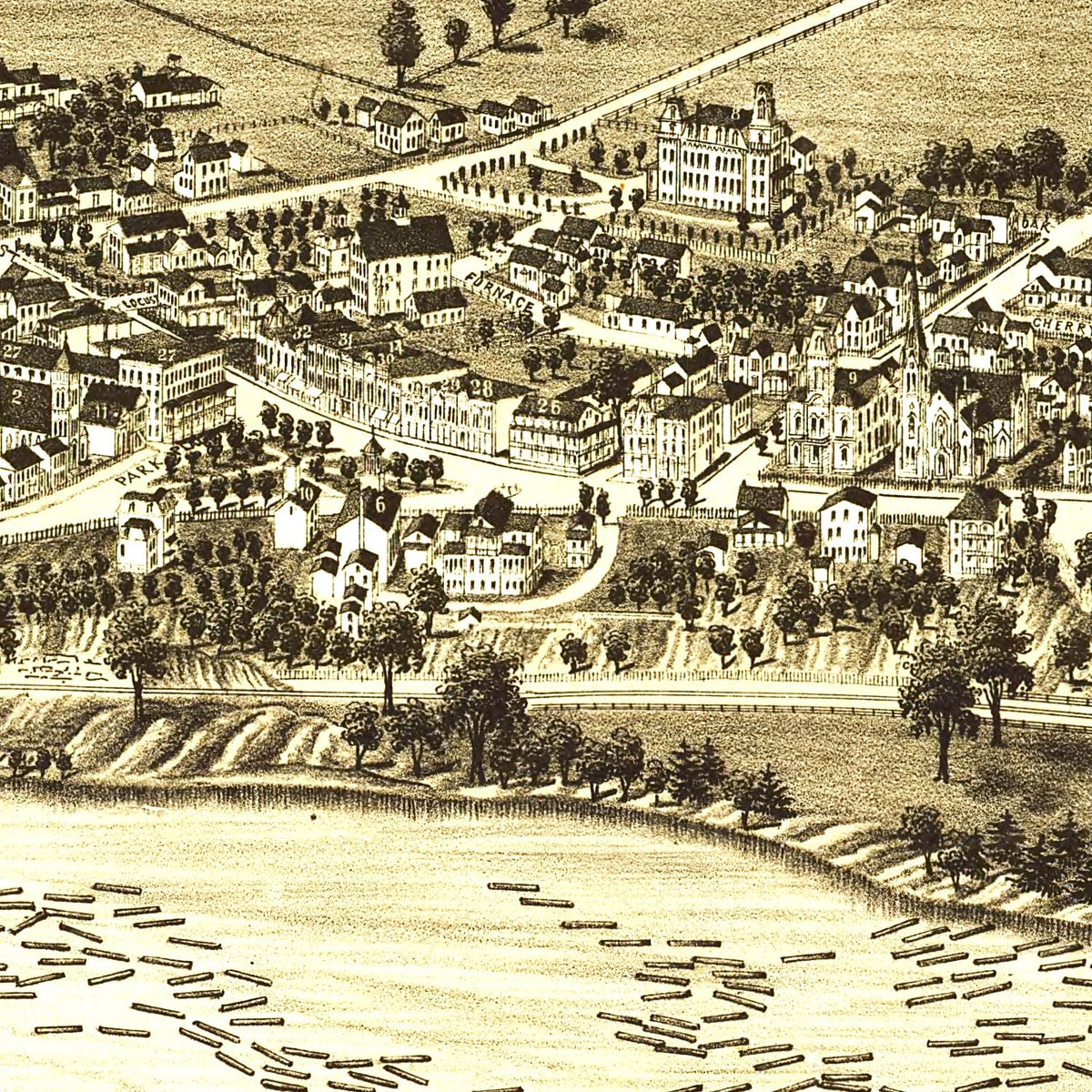 Restored historic details from the 1884 city map of Sandy Hill, New York