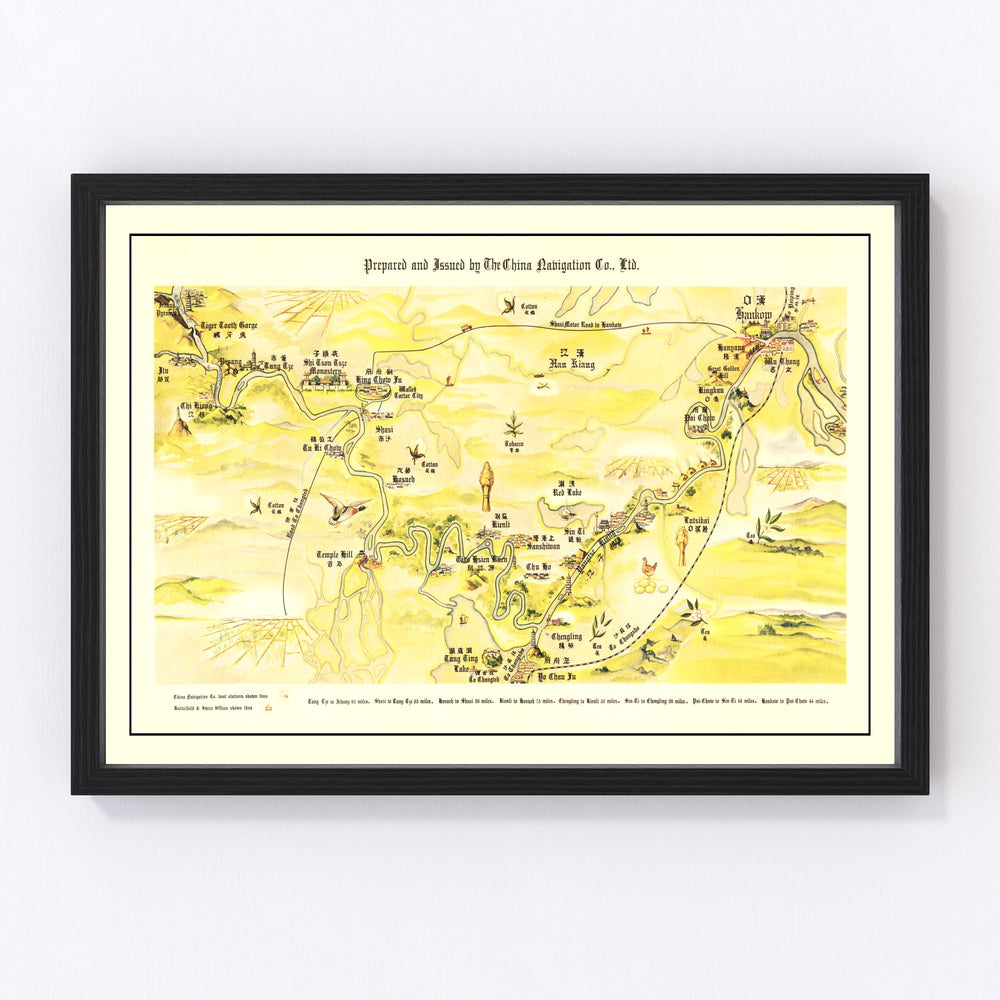 Yangtze River Valley Vintage Map 1930