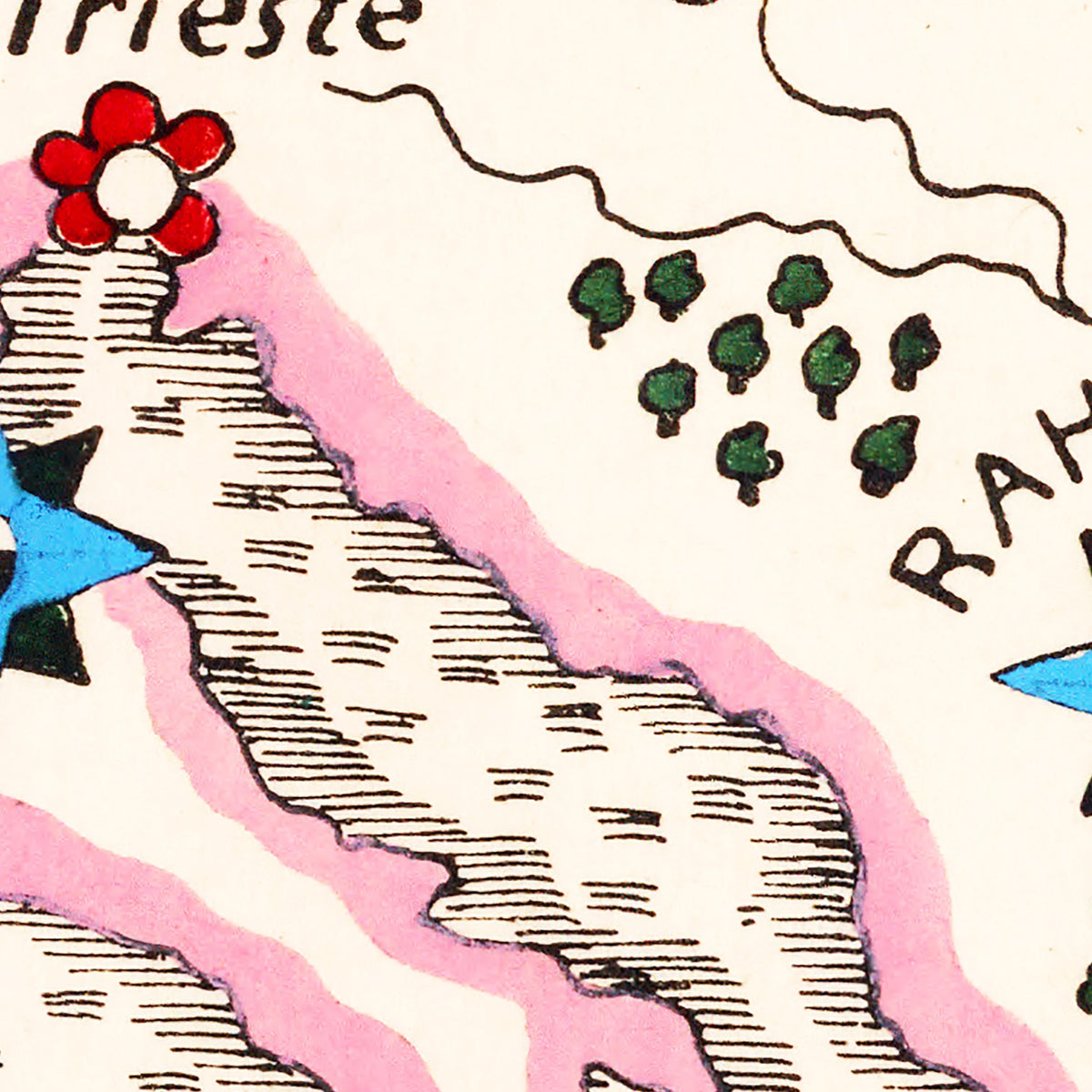 Restored historic details from the 1931 continent map of County