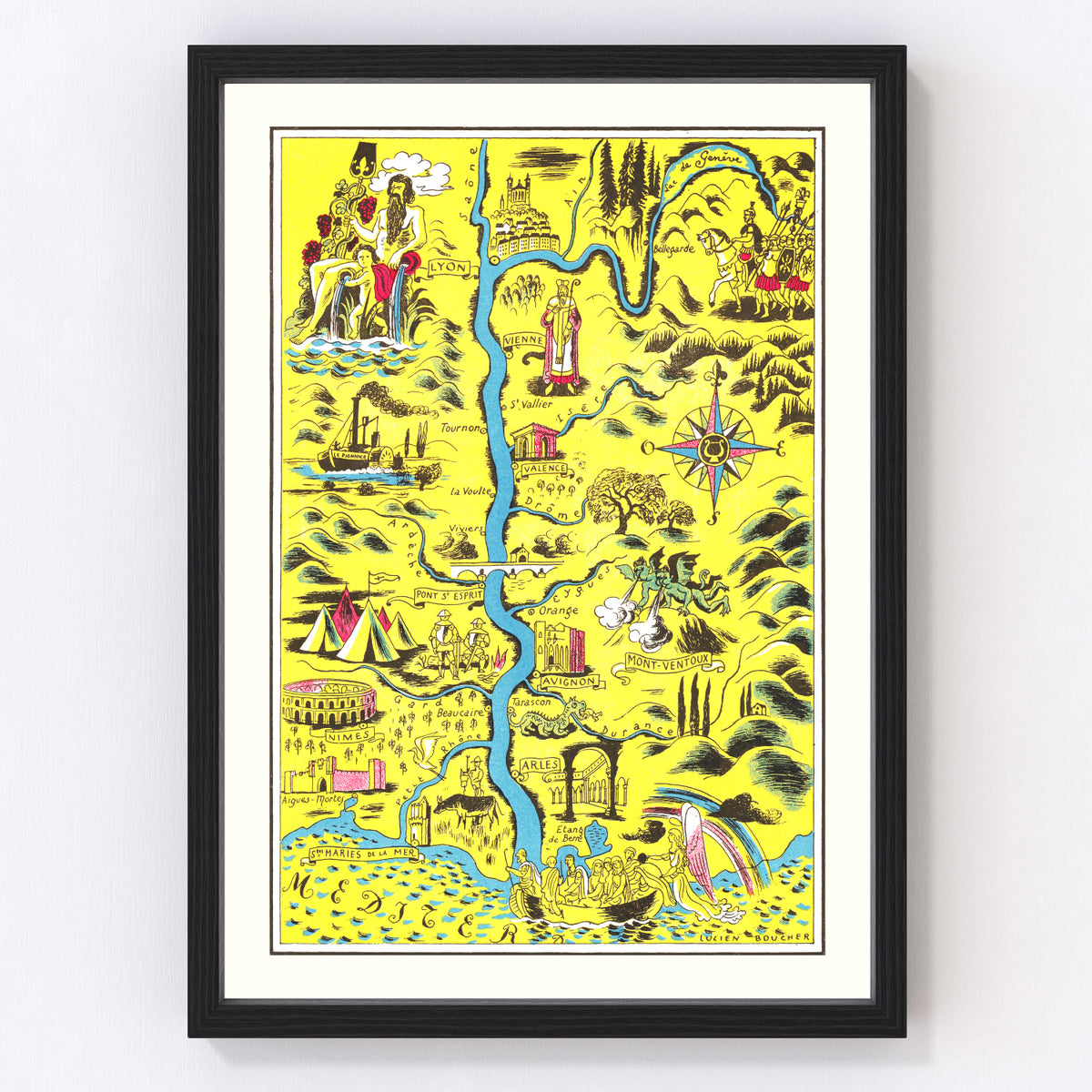 St Maries de la Mer Vintage Map 1938