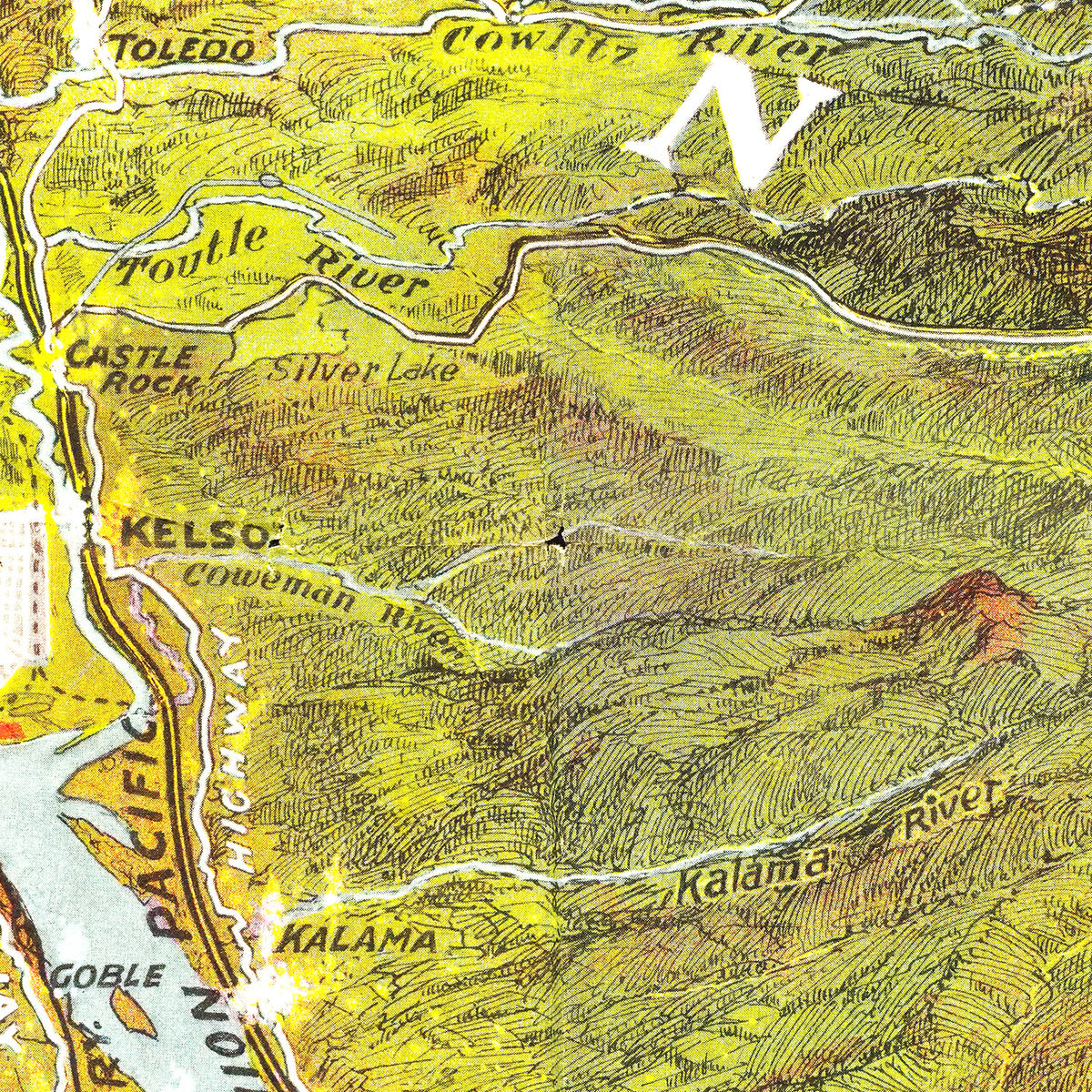 Restored historic details from the 1923 city map of Longview, Washington
