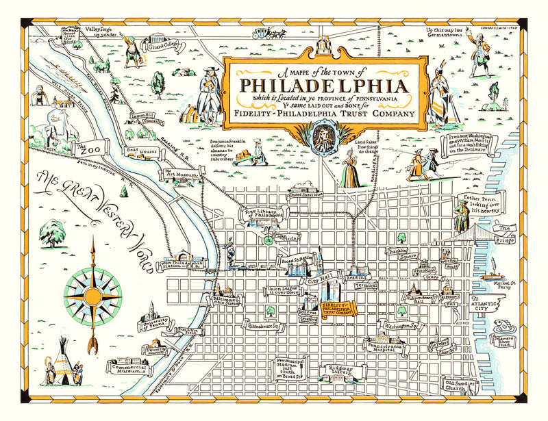 Size comparison using Vintage Map of Philadelphia, Pennsylvania 1940
