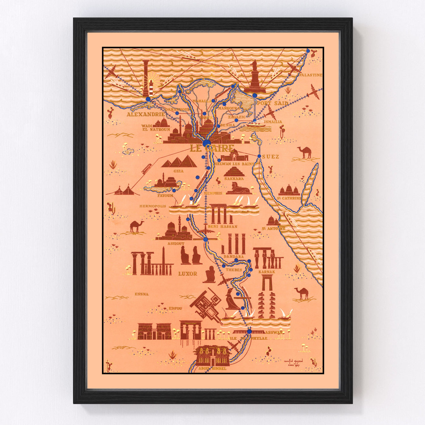 Egypt Vintage Map 1937
