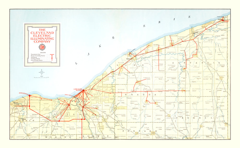 Vintage Map of Cleveland, Ohio 1926 print style example
