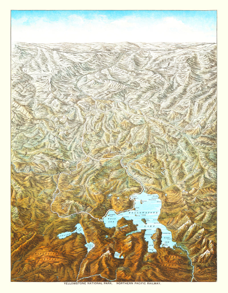 Size comparison using Vintage Map of Yellowstone National Park, 1895