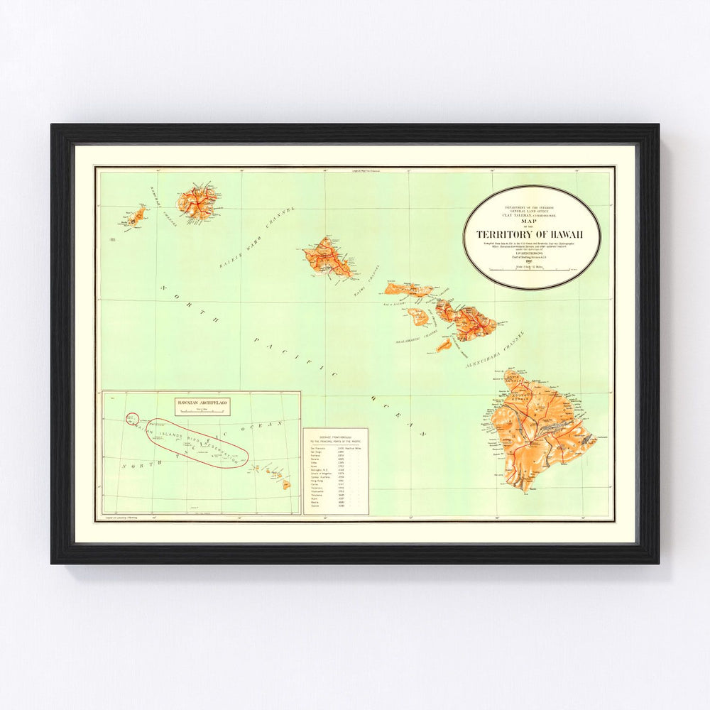 Hawaii Vintage Map 1918