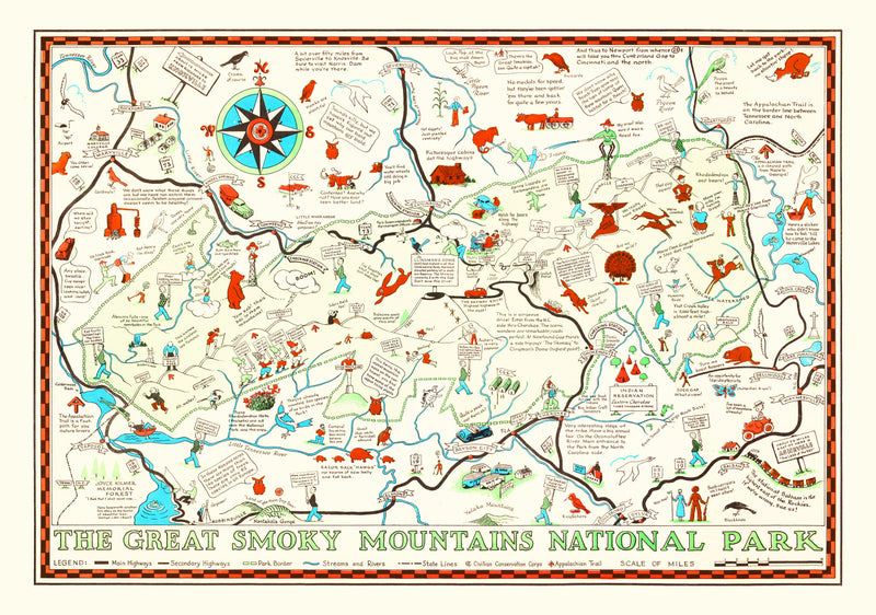 Size comparison using Vintage Map of The Great Smoky Mountains National Park, 1939