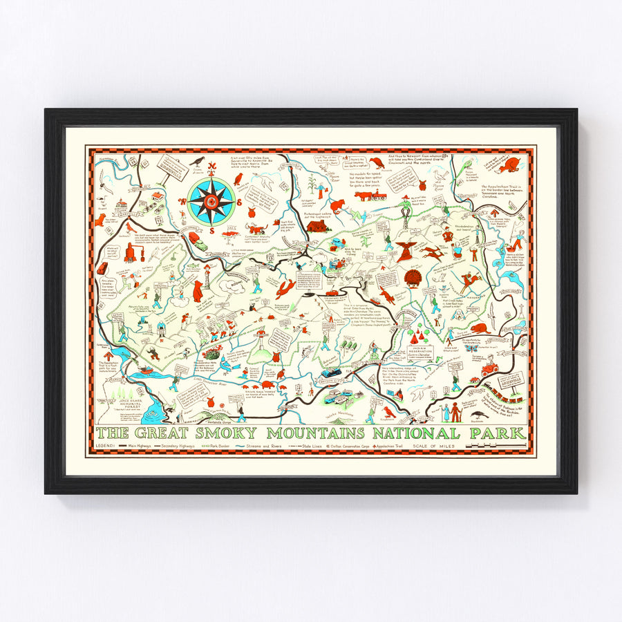 Vintage Map of The Great Smoky Mountains National Park, 1939