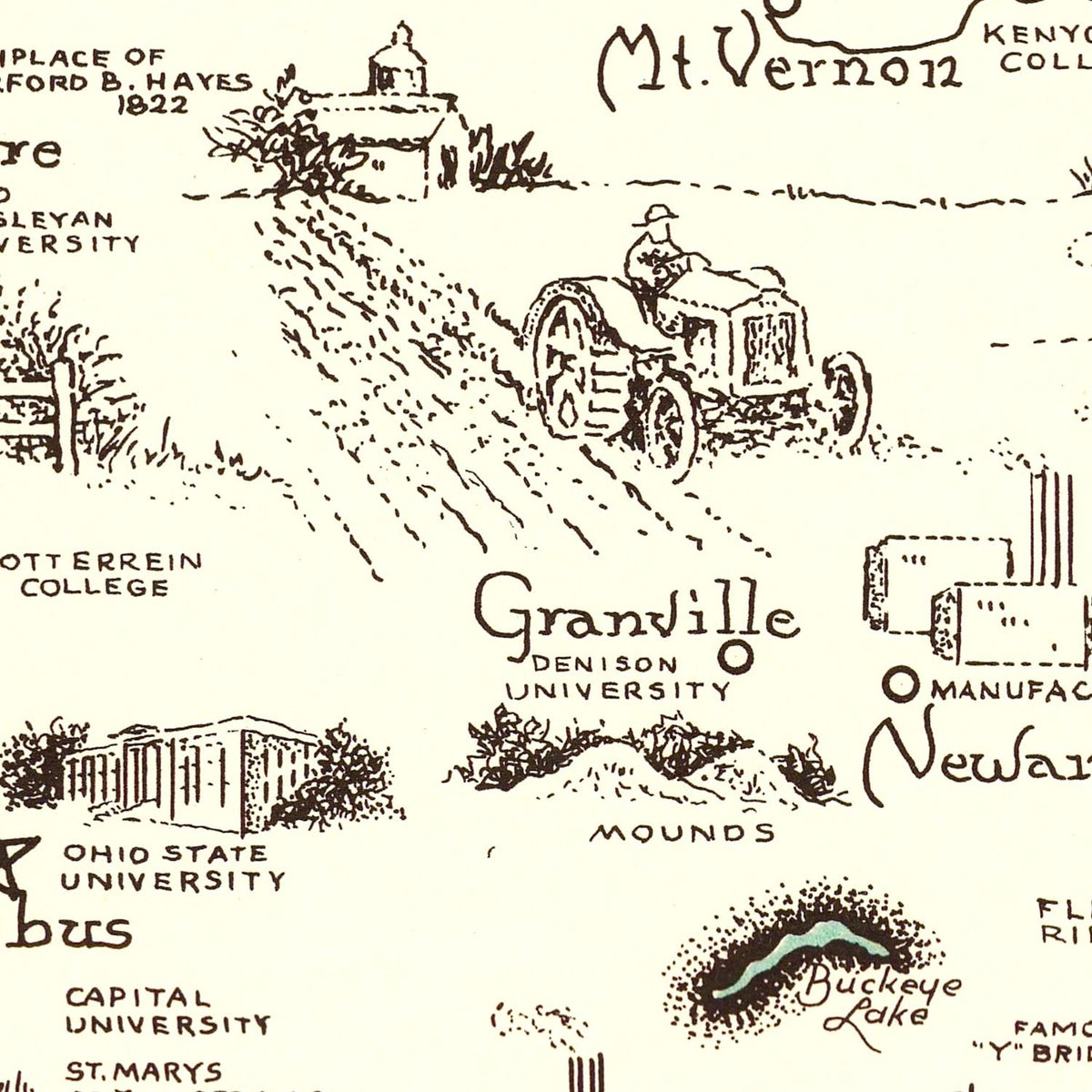 Restored historic details from the 1940 state map of County, Ohio