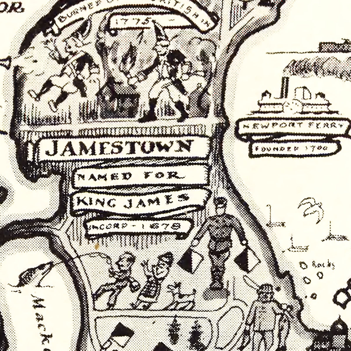 Restored historic details from the 1932 coastline map of Washington County, Rhode Island