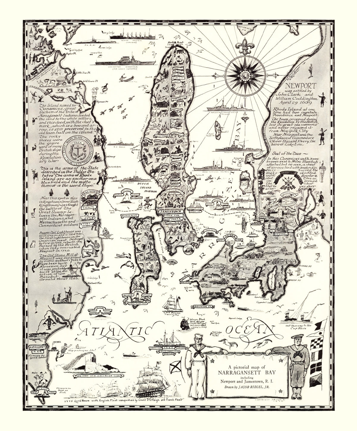 Preview of Vintage Map of Narragansett Bay, 1932