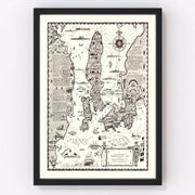 Narragansett Bay Vintage Map 1932