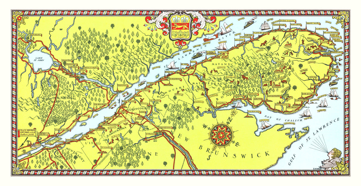 Preview of Vintage Map of Gaspe Peninsula, 1929
