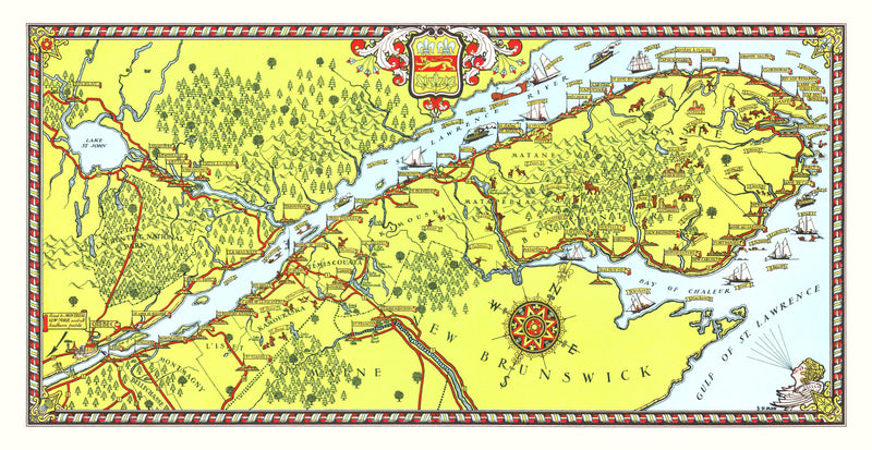 Size comparison using Vintage Map of Gaspe Peninsula, 1929