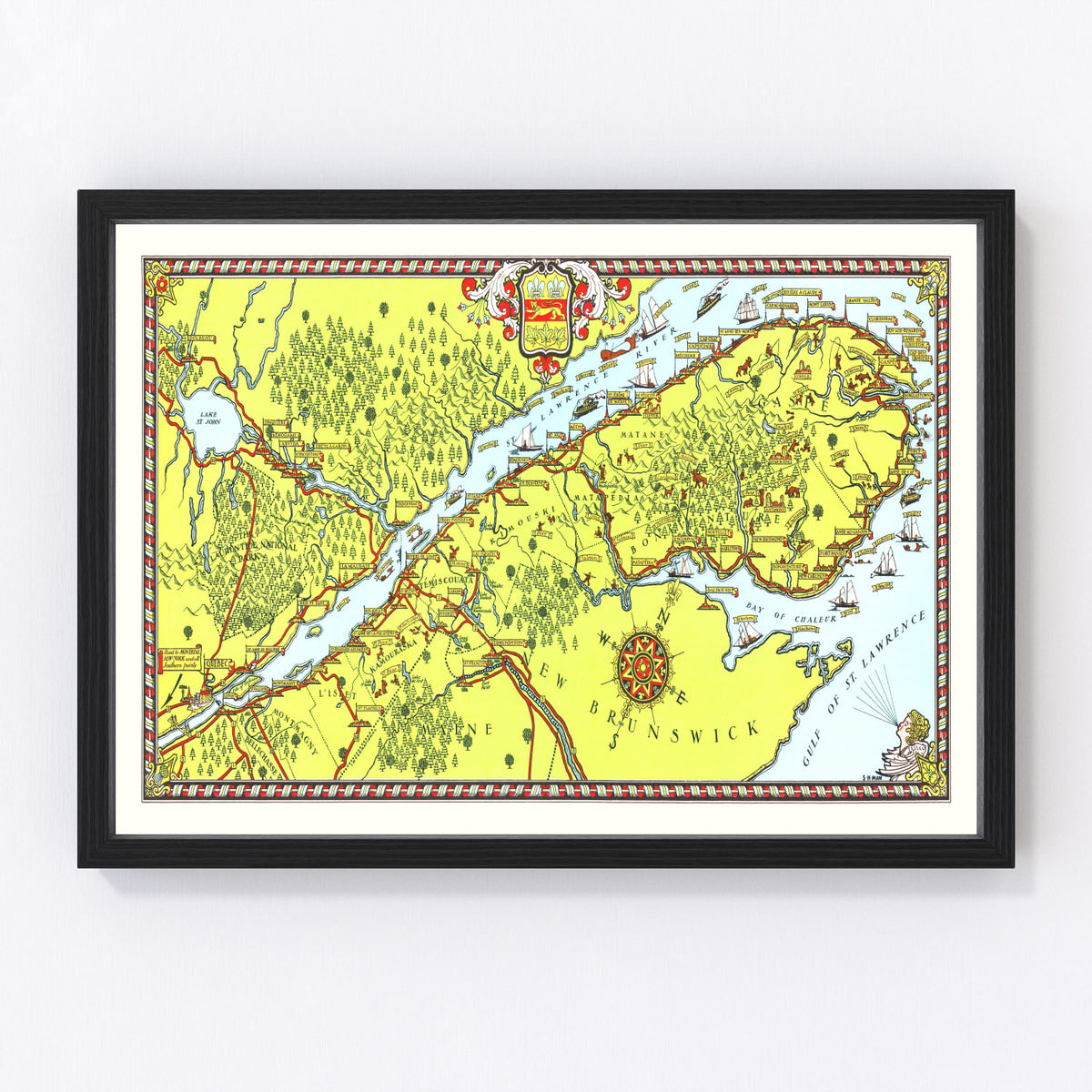 Gaspe Peninsula Vintage Map 1929