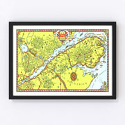Gaspe Peninsula Vintage Map 1929