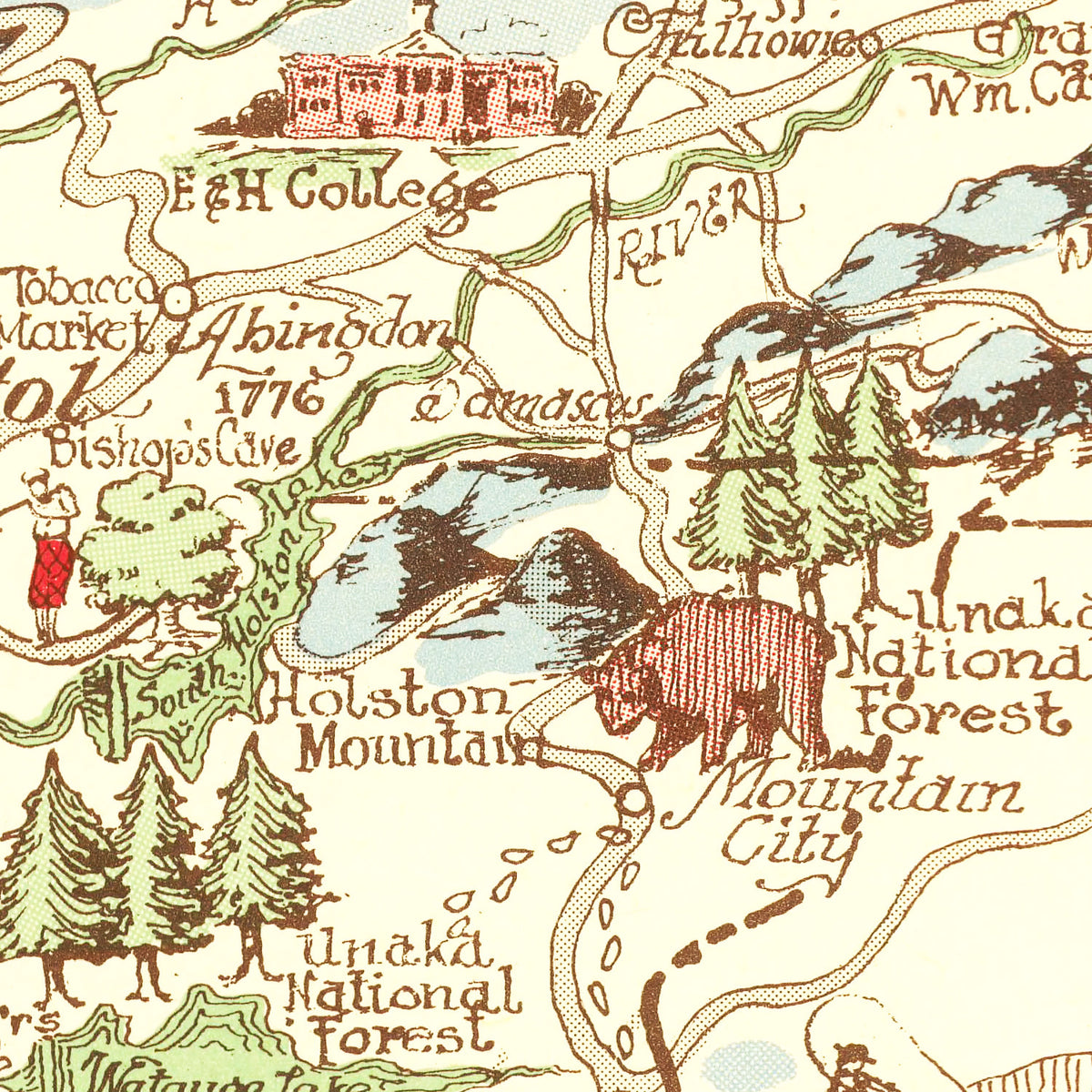 Restored historic details from the 1950 region map of County, Kentucky