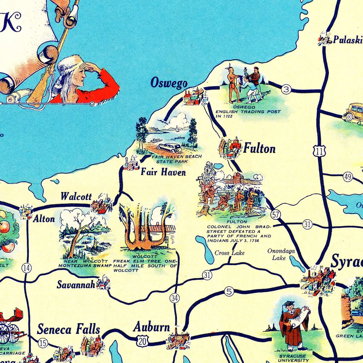 Restored historic details from the 1934 state map of County, New York