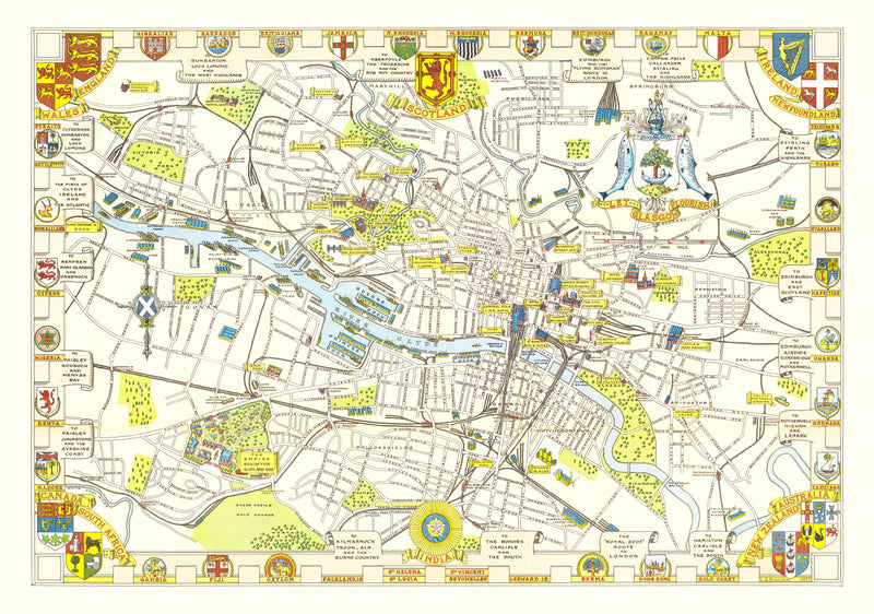 Size comparison using Vintage Map of Glasgow, Scotland 1938