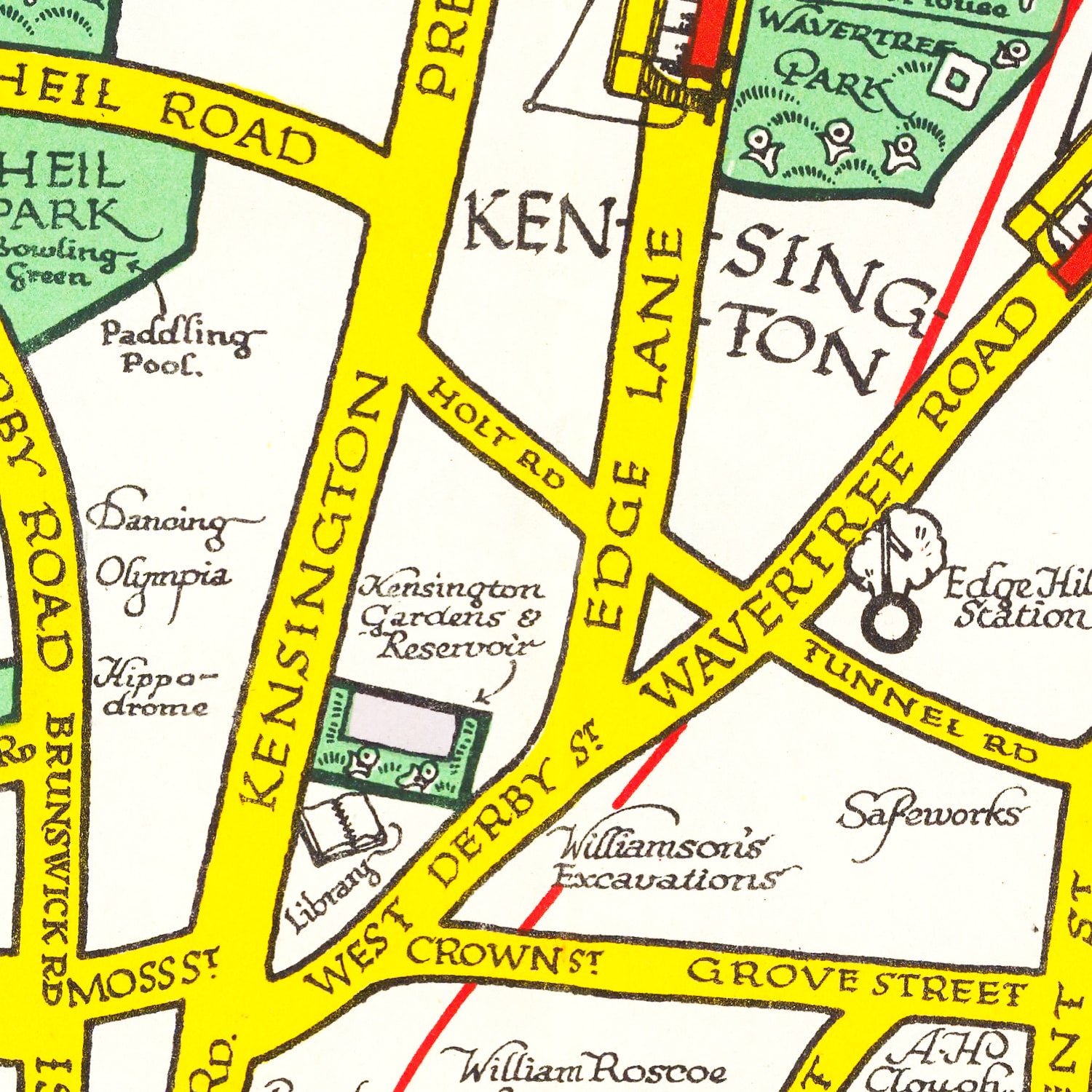 Restored historic details from the 1934 city map of Liverpool