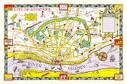 Vintage Map of Liverpool, England 1934