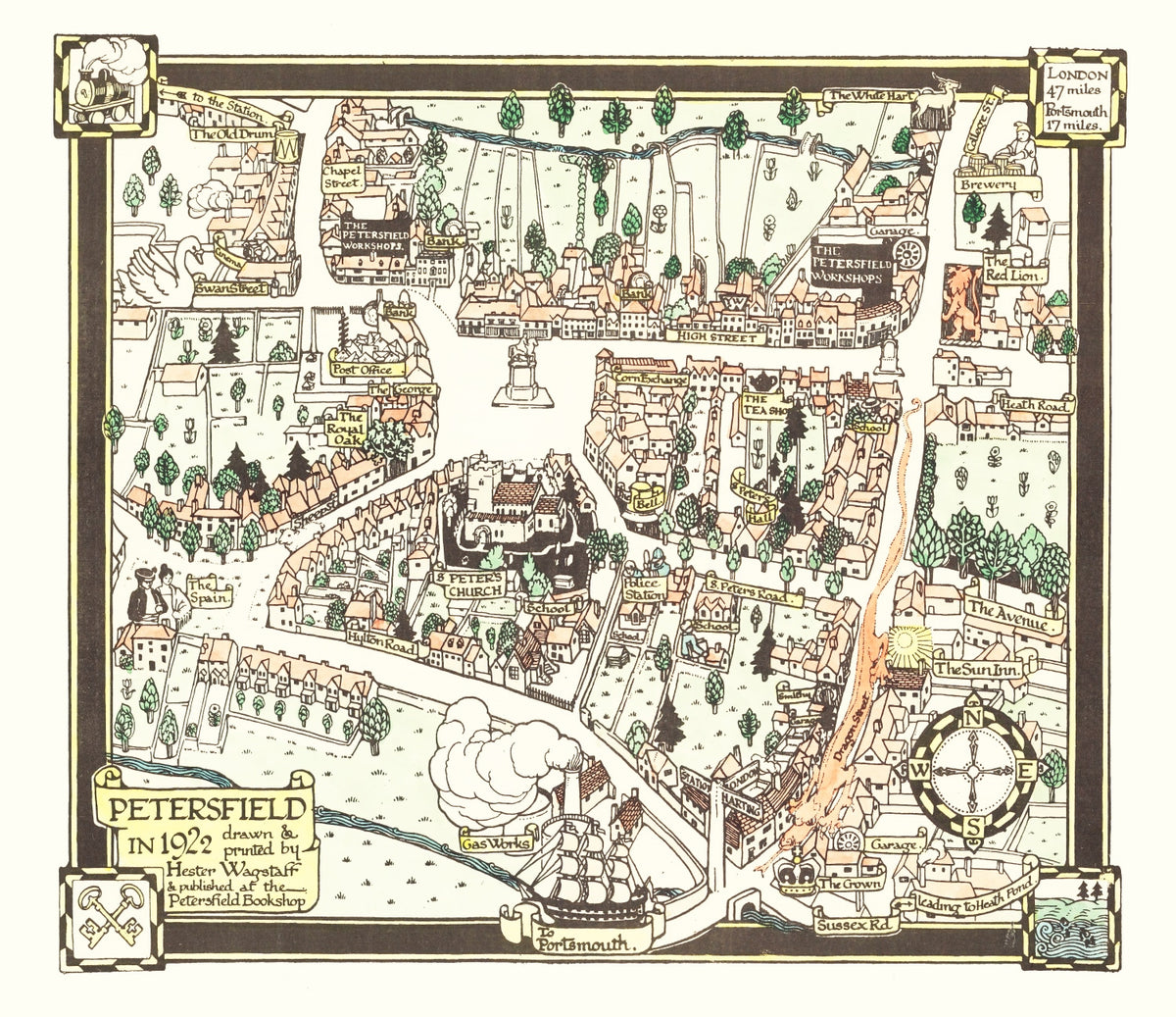 Preview of Vintage Map of Petersfield, England 1922