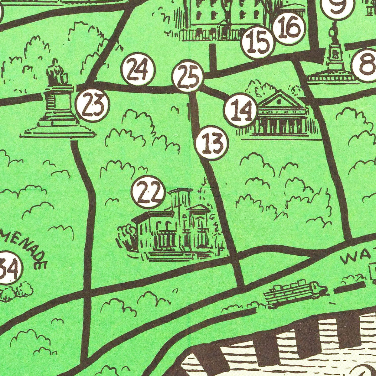 Restored historic details from the 1948 city map of Portland, Maine