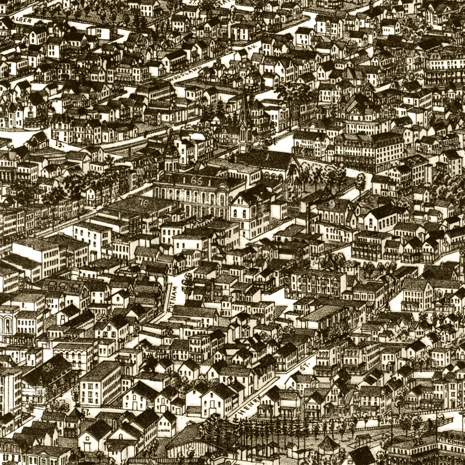 Restored historic details from the 1888 city map of Saratoga Springs, New York