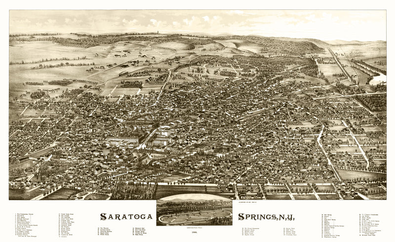 Size comparison using Vintage Map of Saratoga Springs, New York 1888