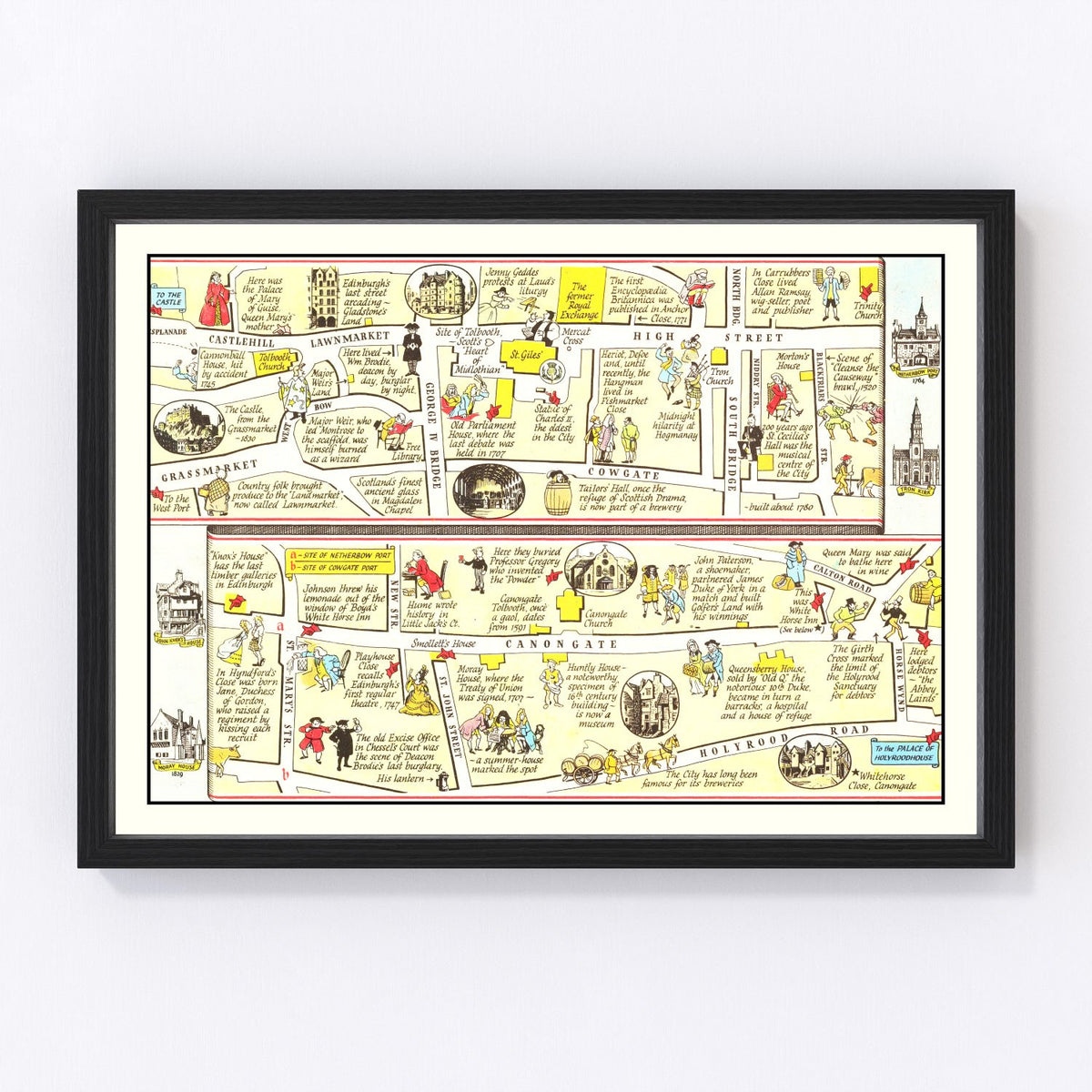 Royal Mile of Edinburgh Vintage Map 1948