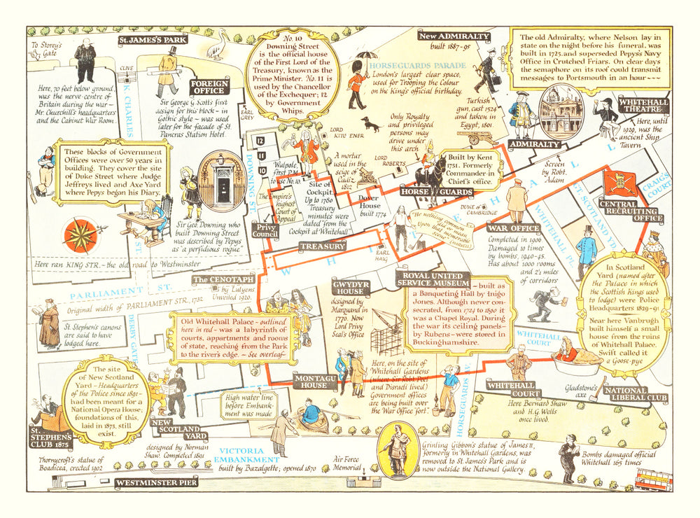 Vintage Map of Whitehall, 1948 print style example
