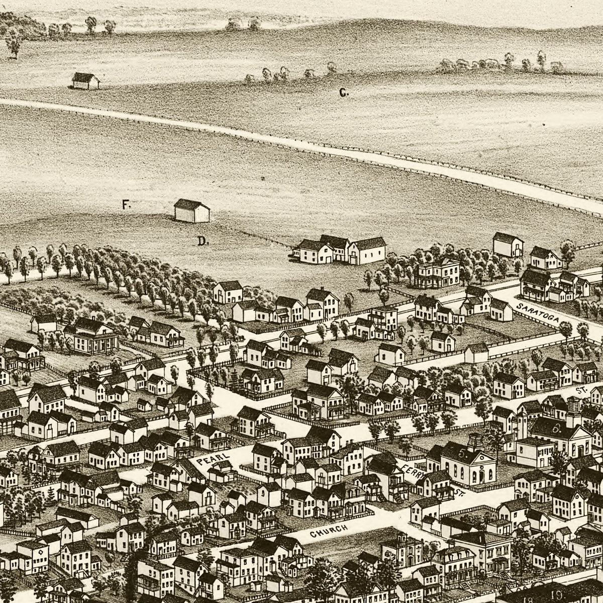 Restored historic details from the 1889 city map of Schuylerville, New York