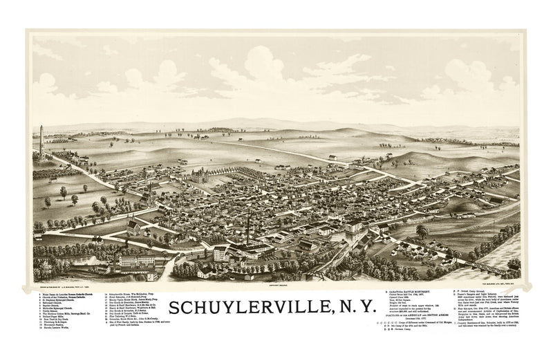 Size comparison using Vintage Map of Schuylerville, New York 1889