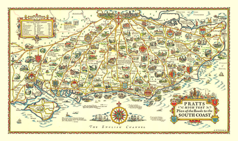 Size comparison using Vintage Map of England's South Coast, 1932