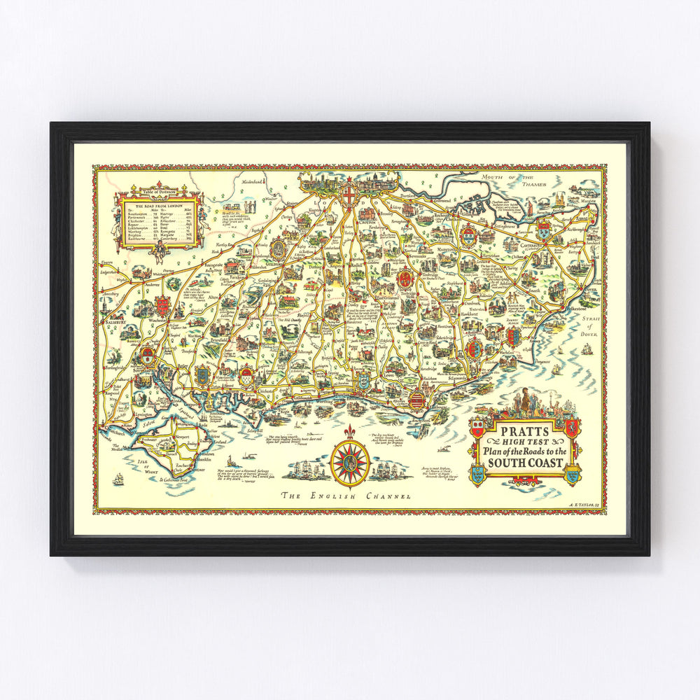 England's South Coast Vintage Map 1932