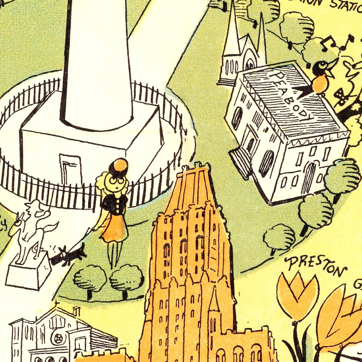 Restored historic details from the 1947 city map of Baltimore, Maryland