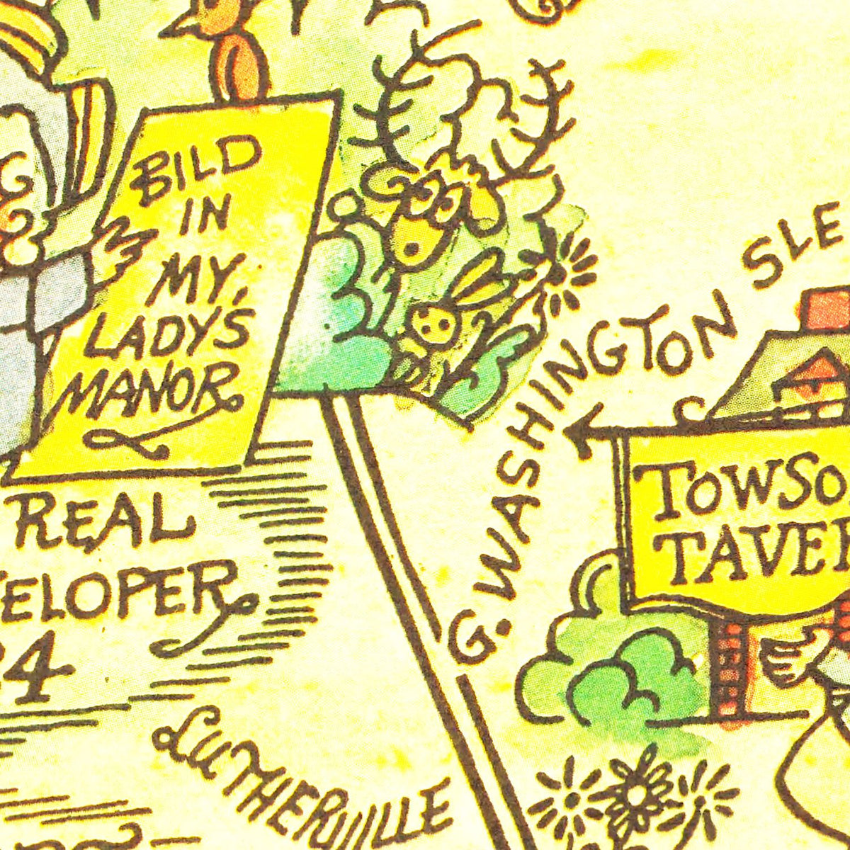 Restored historic details from the 1935 county map of Baltimore County, Maryland