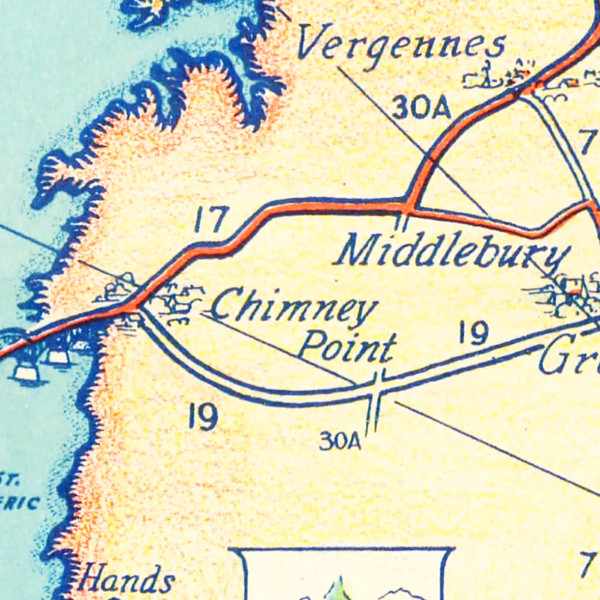 Restored historic details from the 1939 body of water map of County, New York